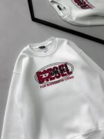DL Göğüs Baskılı 3 İplik Oversize Sweatshirt – Beyaz - Görsel 3