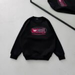DL Göğüs Baskılı 3 İplik Oversize Sweatshirt – Siyah
