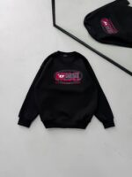 DL Göğüs Baskılı 3 İplik Oversize Sweatshirt – Siyah