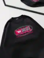 DL Göğüs Baskılı 3 İplik Oversize Sweatshirt – Siyah - Görsel 3