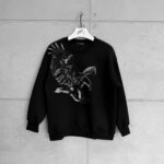 Black Eagle Baskı Detaylı 3 İplik Oversize Sweatshirt – Siyah