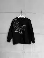Black Eagle Baskı Detaylı 3 İplik Oversize Sweatshirt – Siyah
