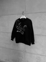 Black Eagle Baskı Detaylı 3 İplik Oversize Sweatshirt – Siyah - Görsel 3