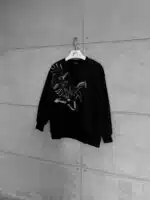 Black Eagle Baskı Detaylı 3 İplik Oversize Sweatshirt – Siyah - Görsel 3
