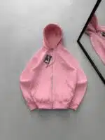 ST Nakış Detaylı 3 İplik Kapüşonlu Hırka - Pembe