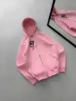 ST Nakış Detaylı 3 İplik Kapüşonlu Hırka - Pembe - Görsel 2