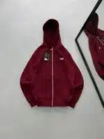 ST Nakış Detaylı 3 İplik Kapüşonlu Hırka - Bordo