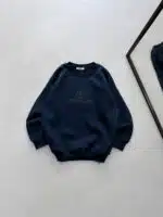 MN Göğüs Baskılı 3 İplik Oversize Sweatshirt – Lacivert