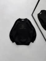 MN Göğüs Baskılı 3 İplik Oversize Sweatshirt – Siyah