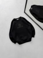 MN Göğüs Baskılı 3 İplik Oversize Sweatshirt – Siyah - Görsel 2