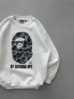 BP Military Camo Baskılı 3 İplik Oversize Sweatshirt – Beyaz - Görsel 3