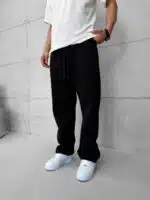 Basic Lastikli Stoper Paça Baggy 3 İplik Eşofman - Siyah