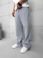 Basic Lastikli Stoper Paça Baggy 3 İplik Eşofman - Gri - Görsel 3