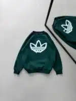 AD Göğüs Baskılı 3 İplik Oversize Sweatshirt – Yeşil