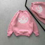 AD Göğüs Baskılı 3 İplik Oversize Sweatshirt – Pembe