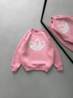 AD Göğüs Baskılı 3 İplik Oversize Sweatshirt – Pembe