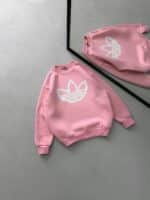 AD Göğüs Baskılı 3 İplik Oversize Sweatshirt – Pembe - Görsel 2