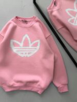 AD Göğüs Baskılı 3 İplik Oversize Sweatshirt – Pembe - Görsel 3