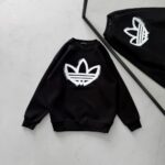 AD Göğüs Baskılı 3 İplik Oversize Sweatshirt – Siyah