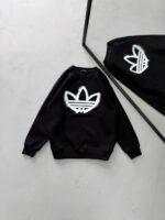 AD Göğüs Baskılı 3 İplik Oversize Sweatshirt – Siyah