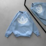 AD Göğüs Baskılı 3 İplik Oversize Sweatshirt – Bebe Mavisi