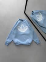 AD Göğüs Baskılı 3 İplik Oversize Sweatshirt – Bebe Mavisi