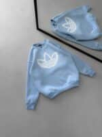 AD Göğüs Baskılı 3 İplik Oversize Sweatshirt – Bebe Mavisi - Görsel 2
