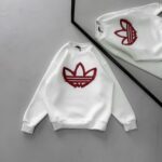 AD Göğüs Baskılı 3 İplik Oversize Sweatshirt – Beyaz