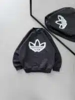AD Göğüs Baskılı 3 İplik Oversize Sweatshirt – Füme