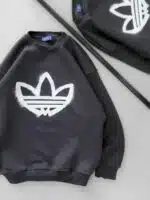 AD Göğüs Baskılı 3 İplik Oversize Sweatshirt – Füme - Görsel 3