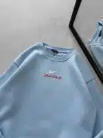 NK Göğüs & Sırt Baskılı 3 İplik Oversize Sweatshirt – Bebe Mavisi - Görsel 2