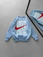 NK Göğüs & Sırt Baskılı 3 İplik Oversize Sweatshirt – Bebe Mavisi - Görsel 3