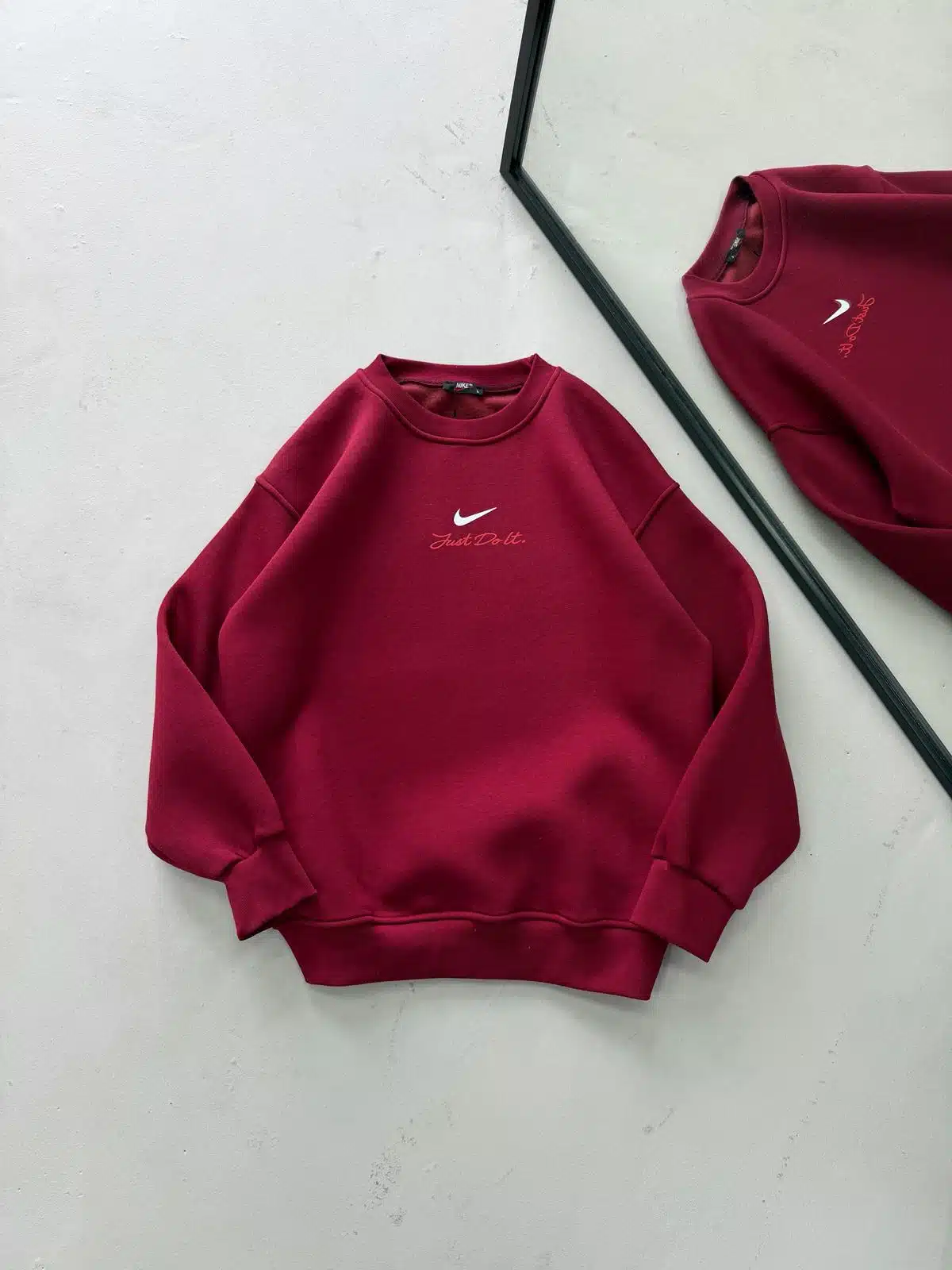 WhatsApp Image 2026-08-29 at 16.45.33 (5) NK Göğüs & Sırt Baskılı 3 İplik Oversize Sweatshirt – Bordo - Görsel 1