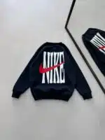 NK Göğüs & Sırt Baskılı 3 İplik Oversize Sweatshirt – Lacivert - Görsel 4