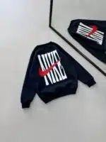 NK Göğüs & Sırt Baskılı 3 İplik Oversize Sweatshirt – Lacivert - Görsel 3