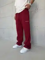 L&B Lastikli Stoper Paça Baggy 3 İplik Eşofman - Bordo - Görsel 2