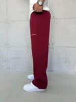 L&B Lastikli Stoper Paça Baggy 3 İplik Eşofman - Bordo - Görsel 4
