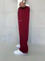 L&B Lastikli Stoper Paça Baggy 3 İplik Eşofman - Bordo - Görsel 4