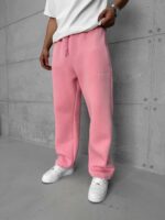 L&B Lastikli Stoper Paça Baggy 3 İplik Eşofman - Pembe