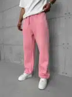 L&B Lastikli Stoper Paça Baggy 3 İplik Eşofman - Pembe