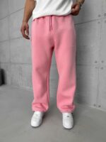 L&B Lastikli Stoper Paça Baggy 3 İplik Eşofman - Pembe - Görsel 2