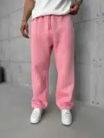 L&B Lastikli Stoper Paça Baggy 3 İplik Eşofman - Pembe - Görsel 2