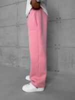 L&B Lastikli Stoper Paça Baggy 3 İplik Eşofman - Pembe - Görsel 4
