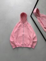 L&B Nakış Detaylı 3 İplik Kapüşonlu Hırka - Pembe