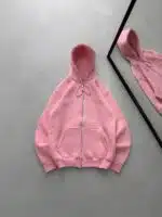L&B Nakış Detaylı 3 İplik Kapüşonlu Hırka - Pembe