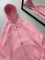 L&B Nakış Detaylı 3 İplik Kapüşonlu Hırka - Pembe - Görsel 3
