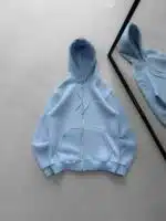 L&B Nakış Detaylı 3 İplik Kapüşonlu Hırka - Bebe Mavisi