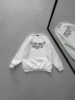 E/A Göğüs Baskılı 3 İplik Oversize Sweatshirt – Beyaz