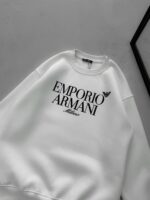 E/A Göğüs Baskılı 3 İplik Oversize Sweatshirt – Beyaz - Görsel 3