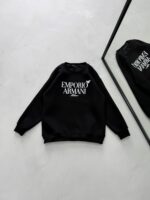E/A Göğüs Baskılı 3 İplik Oversize Sweatshirt – Siyah